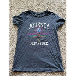 Journey Womens Gray Graphic Departure Band Tee Short Sleeve Crew Neck Size XS